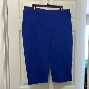 Vibrant Blue Tailored Capris with Smooth Finish